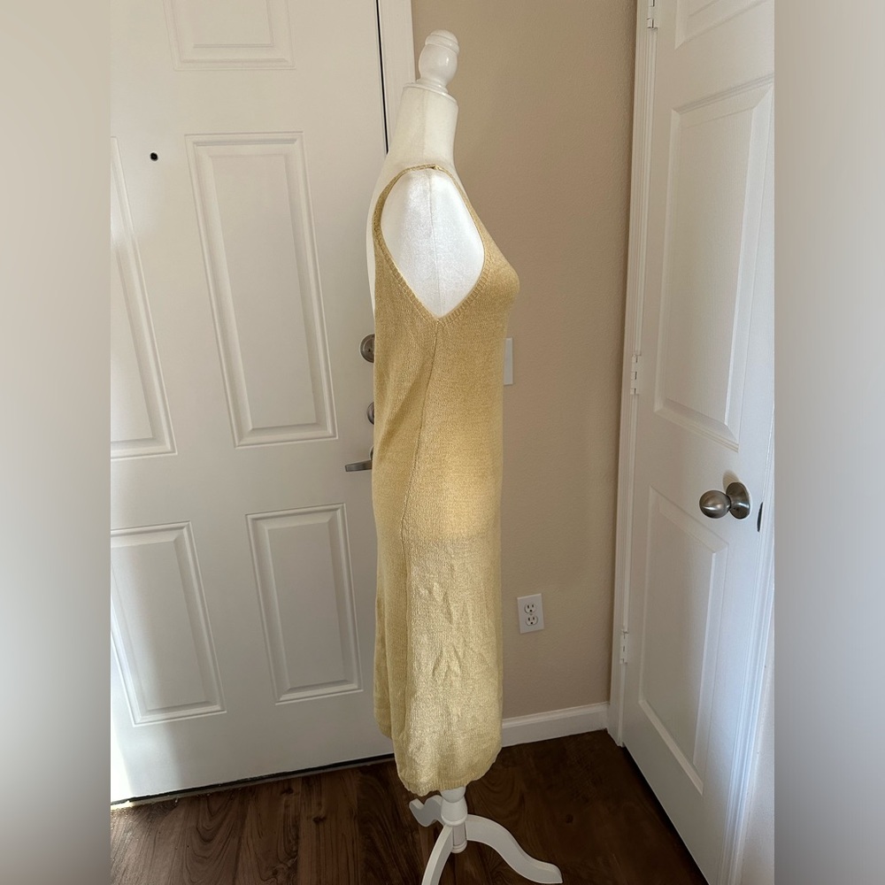 Crochet Knit Tan Dress with slit One Size - Picture 5 of 10